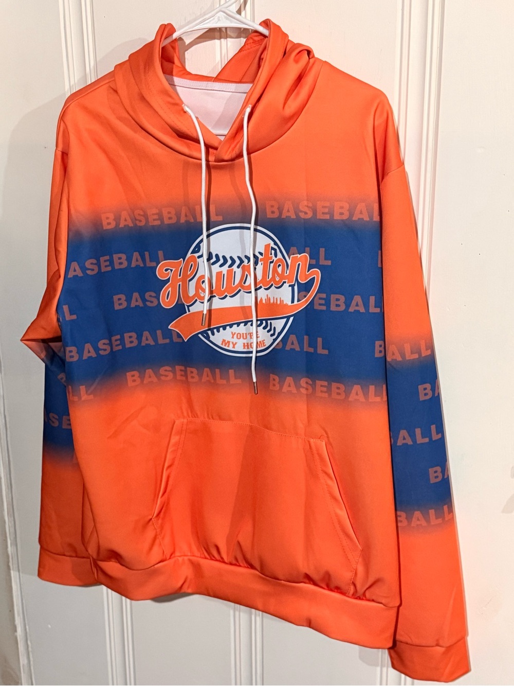 Source Unknown Orange and Blue Houston Baseball Pullover Hoodie